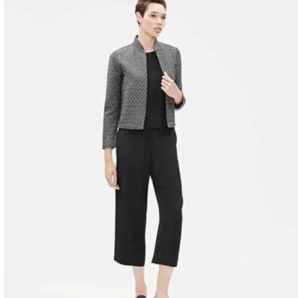 Eileen Fisher full-zip Pattern jacket black & white organic cotton PL Office - Picture 3 of 12